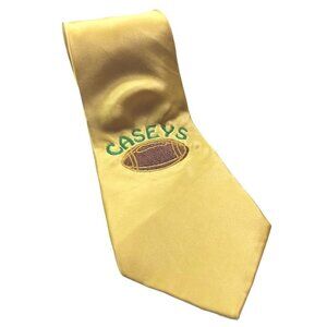 Caseys Football Embroidered Gold Silk Tie